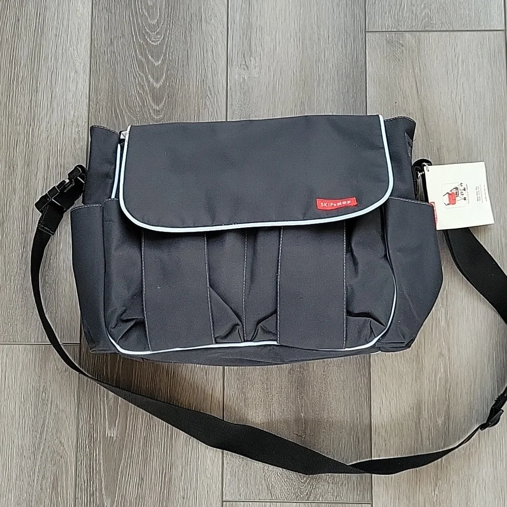 Skip Hop black with light blue dash Diaper bag